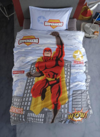 Постельное белье подростковое из ранфорса KARVEN YOUNG STYLE N022/1 SUPERHERO GREY V-1 50х70 (1шт), 70х70 (1шт)