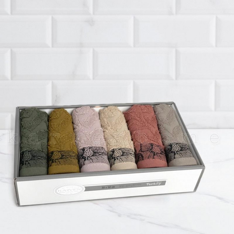 Набор кухонных полотенец махровых хлопковых KARVEN HM720 BEGONYA 30х50 (6шт)