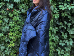 Дорожный плед-пончо пуховый GERMAN GRASS Travel Cape Plaid Grass Navy 130х170