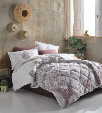Покрывало из хлопка стеганое KARVEN Y923 AZKA V2 KAHVE 180х240 с наволочкой 50х70