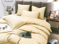 Постельное белье из страйп-сатина ПАНДОРА шампань евро
