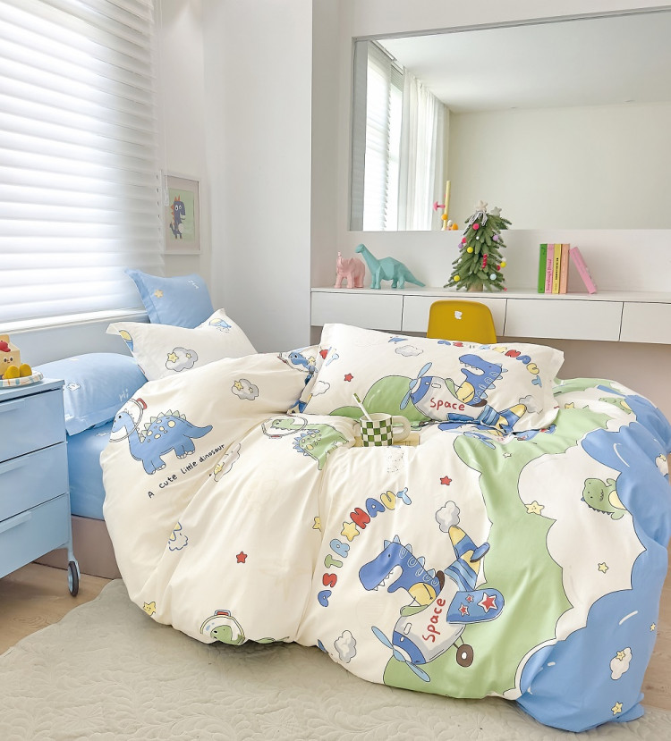 Постельное белье из твил-сатина TANGO дино астронавт 70х70 (2шт) 1,5-спальное