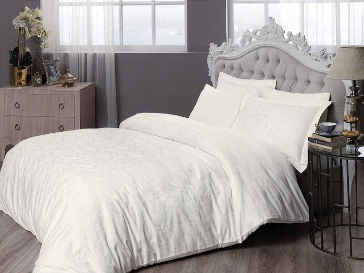 Постельное белье из LUX жаккарда TAC JAKAR BRINLEY кремовое евро