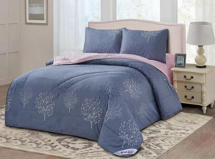 Постельное белье двухстороннее из твила с одеялом TANGO PRIMAVERA серые акценты 50х70 (2шт) евро